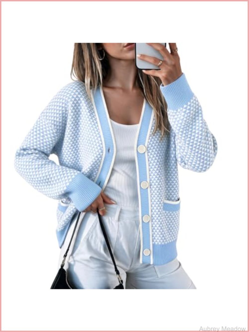 Womens V Neck Button Down Knit Cardigan Sweater W Pockets